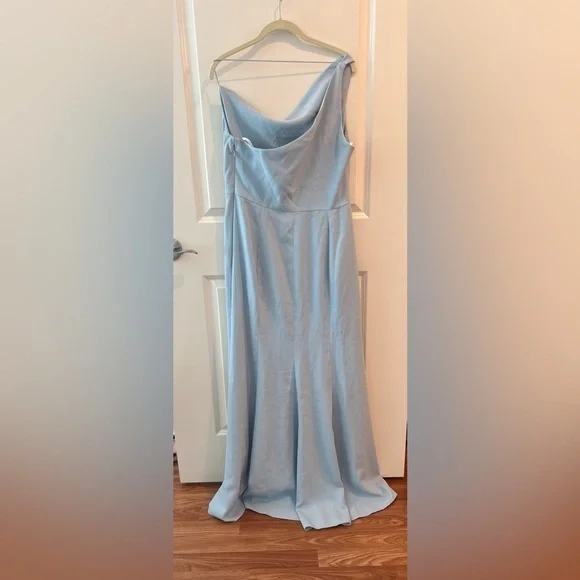After Six Asymmetrical One Shoulder Cowl Neck Dress In Mist Size 12 NWT